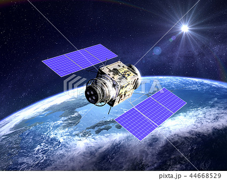 Satellite Earth Gps Communication Network Sun Stock Illustration