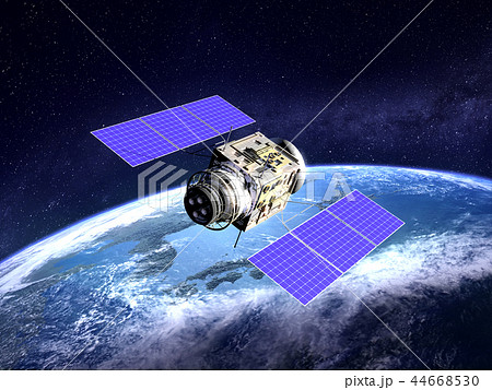 人工衛星　地球　日本　GPS　通信ネットワーク　 44668530
