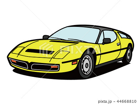 イタリアンスポーツクーペ 黄色 自動車イラストのイラスト素材