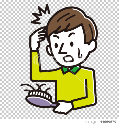 抜け毛に驚く若い男性 44669679