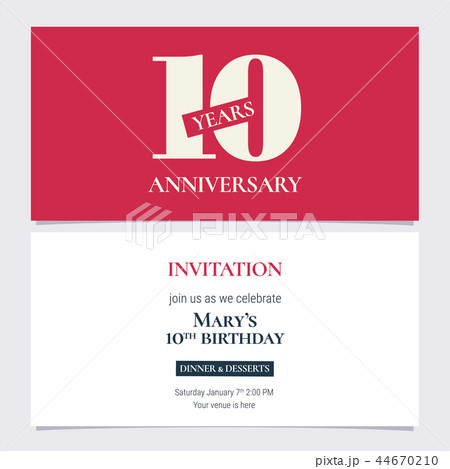 10 years anniversary invitation vector 44670210
