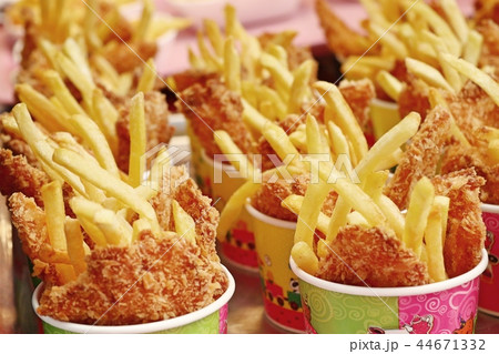 French fries and fried chicken French fries and fried chicken 44671332