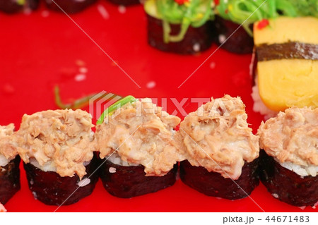 Tasty sushi at street food Tasty sushi at street food 44671483