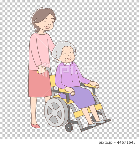 Wheelchair _ Grandma and Daughter - Stock Illustration [44671643] - PIXTA