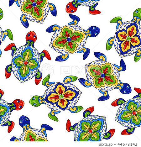 Mexican seamless pattern with turtles. 44673142