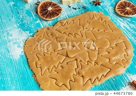 Gingerbread dough with molds for baking cinnamon 44673780