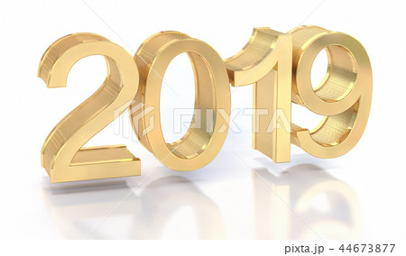 3D Gold Metal 2019 on White 3D Gold Metal 2019 on White 44673877