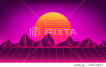 retro neon sun background 44674847