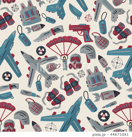 Military and army vector seamless pattern.  44675081