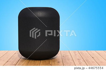 Smart speaker on the wooden table, 3D rendering 44675554