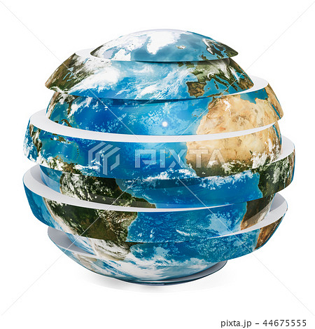 Sliced Earth Globe, 3D rendering Sliced Earth Globe, 3D rendering 44675555