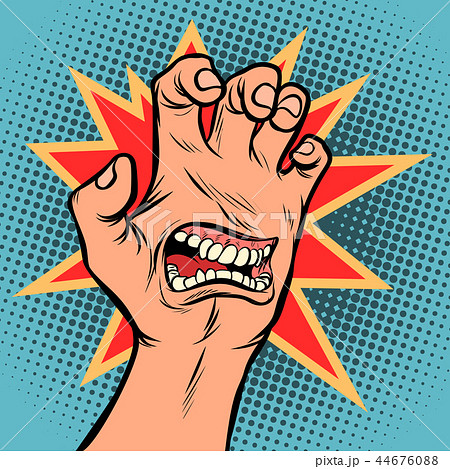 mouth emotion anger hand scratch gesture 44676088
