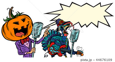 Thanksgiving and Halloween music festival. Pumpkin and Turkey Thanksgiving and Halloween music festival. Pumpkin and Turkey 44676109