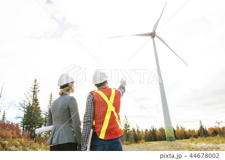 A Technician team Engineer in Wind Turbine Power Generator Station A Technician team Engineer in Wind Turbine Power Generator Station 44678002