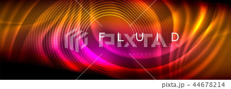 Neon glowing fluid wave lines, magic energy space light concept, abstract background wallpaper 44678214