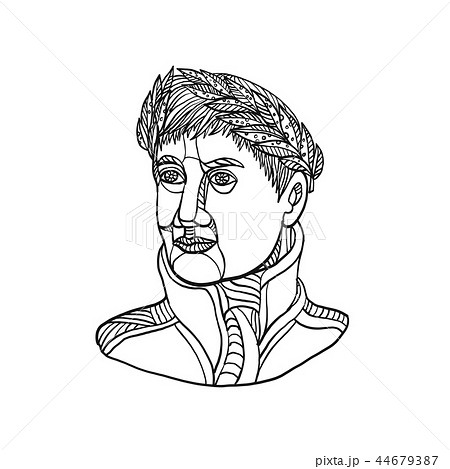 Emperor Wearing Laurel Leaf Mono Line 44679387