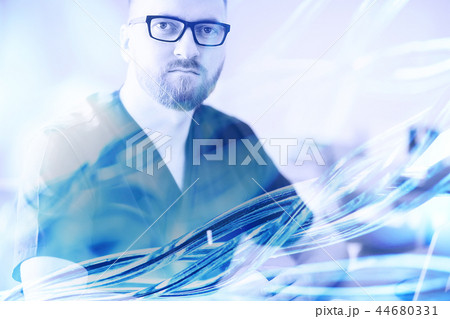 blurred background science medicine / medicine research concept science health, modern clinic scientific background studying DNA 44680331