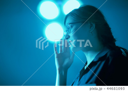 girl checking eyesight glasses / young adult girl wearing glasses girl checking eyesight glasses / young adult girl wearing glasses 44681093