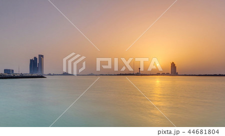 Sunset in Abu Dhabi over Marina Island timelapse 44681804