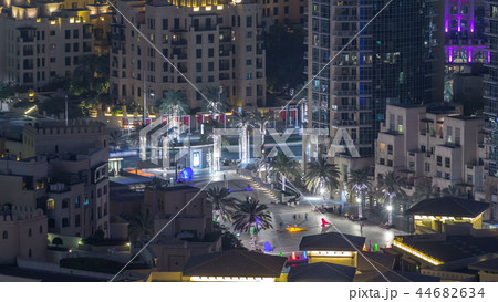 Dubai downtown night timelapse. Top view from above 44682634