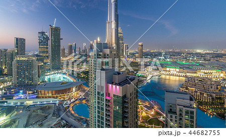 Dubai downtown day to night timelapse Dubai downtown day to night timelapse 44682755