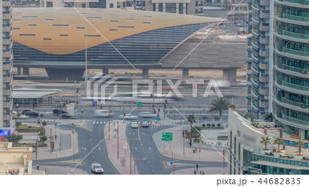 Beautiful aerial top view day to night transition timelapse of Dubai Marina canal Beautiful aerial top view day to night transition timelapse of Dubai Marina canal 44682835