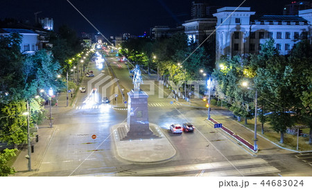 The monument to the city founder aerial timelapse - the Cossack Kharko, located in Nauki Prospekt in Kharkov. 44683024