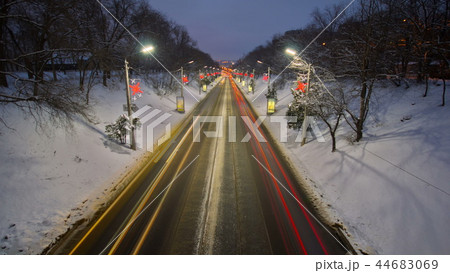 The Spusk of Passionarie Klochkovsky downhill one of the oldest roads of Kharkiv city day to night timelapse 44683069