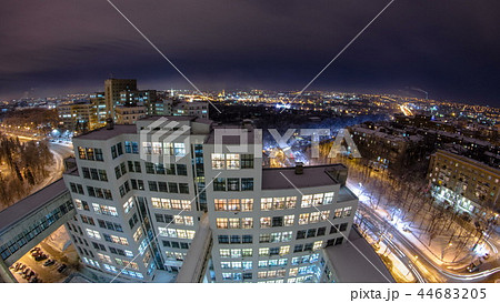 State Industry Building the Palace of Industry or "Gosprom" winter night timelapse 44683205
