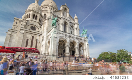 Tourists near the Basilica of the Sacra-Coeur church timelapse hyperlapse. Tourists near the Basilica of the Sacra-Coeur church timelapse hyperlapse. 44683258