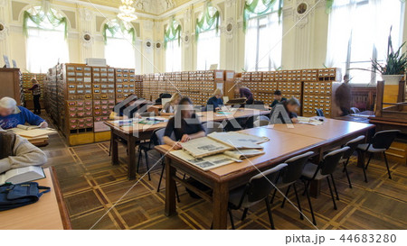People studying in the reading room of national library timelapse 44683280