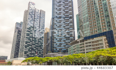 Downtown skyscrapers office buildings of modern megalopolis timelapse hyperlapse 44683307