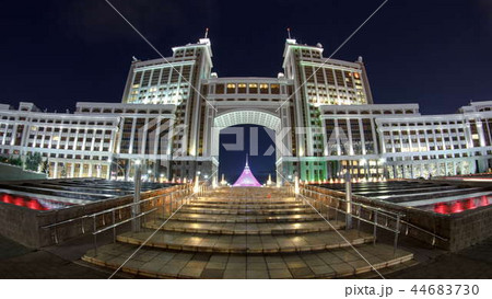 Complex of administrative buildings night timelapse. Astana, Kazakhstan. 44683730