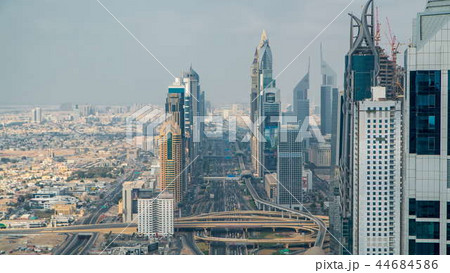 Dubai Sheikh Zayed Road timelapse near Dubai Downtown Closer Look shows the density of these roads Dubai Sheikh Zayed Road timelapse near Dubai Downtown Closer Look shows the density of these roads 44684586