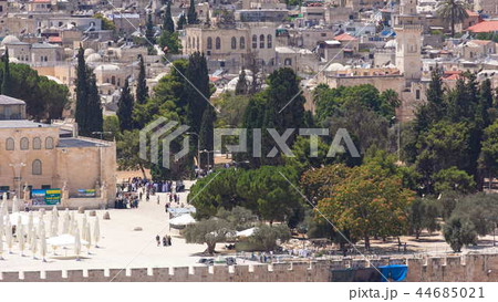 view of the old city andal-aqsa mosque timelapse from the Mount of Olives., Jerusalem, Holy Land view of the old city andal-aqsa mosque timelapse from the Mount of Olives., Jerusalem, Holy Land 44685021