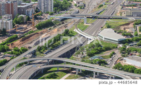Panoramic view of the building from the roof of Moscow International Business Center timelapse, Russia 44685648