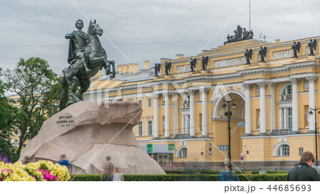 Monument of Russian emperor Peter the Great, known as The Bronze Horseman timelapse, Saint Petersburg , Russia 44685693