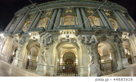 Opera National de Paris in the nighttime. Grand Opera Paris, France timelapse hyperlapse 44685919