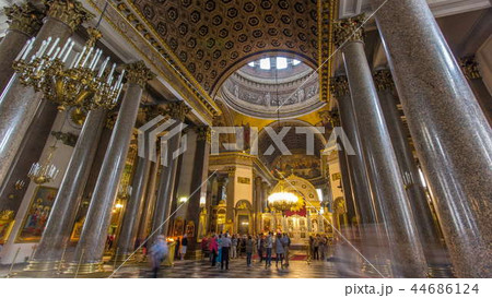 Interior of Kazan Cathedral with people timelapse hyperlapse. SAINT PETERSBURG, RUSSIA Interior of Kazan Cathedral with people timelapse hyperlapse. SAINT PETERSBURG, RUSSIA 44686124