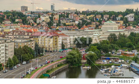 View of Prague timelapse from the observation deck of Visegrad. Prague. Czech Republic. View of Prague timelapse from the observation deck of Visegrad. Prague. Czech Republic. 44686577
