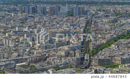 Top view of Paris skyline from observation deck of Montparnasse tower timelapse. Main landmarks of european megapolis. Paris, France Top view of Paris skyline from observation deck of Montparnasse tower timelapse. Main landmarks of european megapolis. Paris, France 44687843
