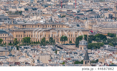Top view of Paris skyline from observation deck of Montparnasse tower timelapse. Main landmarks of european megapolis. Paris, France Top view of Paris skyline from observation deck of Montparnasse tower timelapse. Main landmarks of european megapolis. Paris, France 44687862