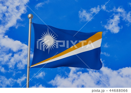 はためくマーシャル諸島の国旗のイラスト素材