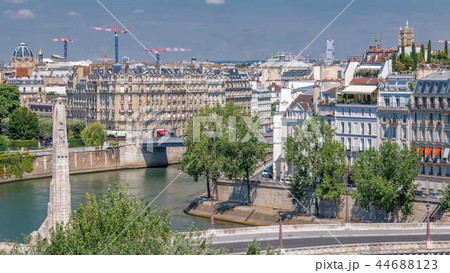 Panorama of Paris timelapse. View from Arab World Institute Institut du Monde Arabe building. France. Panorama of Paris timelapse. View from Arab World Institute Institut du Monde Arabe building. France. 44688123