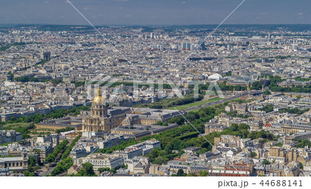Top view of Paris skyline from observation deck of Montparnasse tower timelapse. Main landmarks of european megapolis. Paris, France Top view of Paris skyline from observation deck of Montparnasse tower timelapse. Main landmarks of european megapolis. Paris, France 44688141