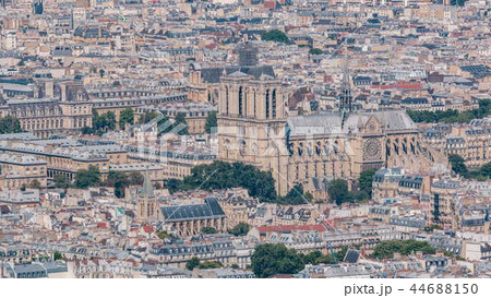 Top view of Paris skyline from observation deck of Montparnasse tower timelapse. Main landmarks of european megapolis. Paris, France Top view of Paris skyline from observation deck of Montparnasse tower timelapse. Main landmarks of european megapolis. Paris, France 44688150