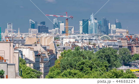 Panorama of Paris timelapse. View from Arab World Institute Institut du Monde Arabe building. France. 44688224