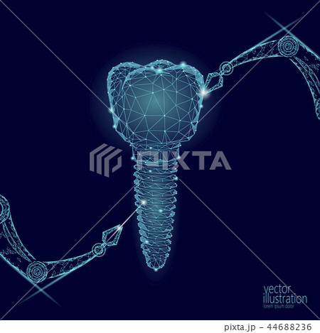 3d tooth innovation robot arm polygonal concept. Stomatology symbol low poly triangle abstract oral 3d tooth innovation robot arm polygonal concept. Stomatology symbol low poly triangle abstract oral 44688236