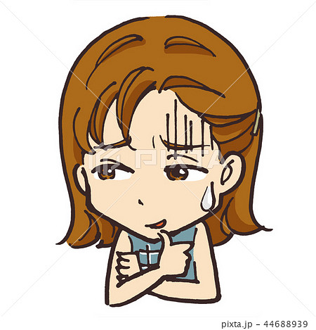 不信感を抱く女の子 上半身 不信感を抱く女の子 上半身 44688939