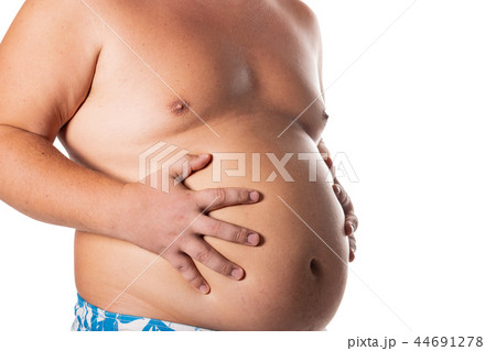 Fat man with big belly. Health problems 44691278